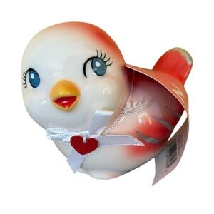 Chirpy Ceramic Bird Figurine with Heart Tag